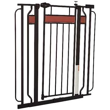 Regalo Home Accents Extra Tall & Wide Baby Gate, Bonus Kit, Includes Décor Steel With Hardwood, 4" Extension Kit, 4 Pack Pressure Mount Kit & Wall Cups, 0320 DS