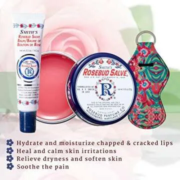 Smiths Rosebud Salve, Strawberry Lip Balm and Minted Rosebud Salve Lip Balm Gift Set in Tin Can and Tube, Smiths Rosebud Salve Lip Balm Holiday Collection Gifts Box-Rosebud Lip Balm Giftbasket