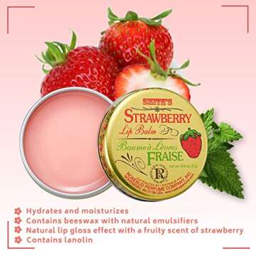 Smiths Rosebud Salve, Strawberry Lip Balm and Minted Rosebud Salve Lip Balm Gift Set in Tin Can and Tube, Smiths Rosebud Salve Lip Balm Holiday Collection Gifts Box-Rosebud Lip Balm Giftbasket