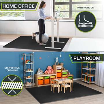 ProsourceFit Extra Thick Puzzle Exercise Mat , EVA Foam Interlocking Tiles for Protective, Cushioned Workout Flooring for Home and Gym Equipment, Black - 3/4 inch - 24 Sq Ft - 6 Tiles