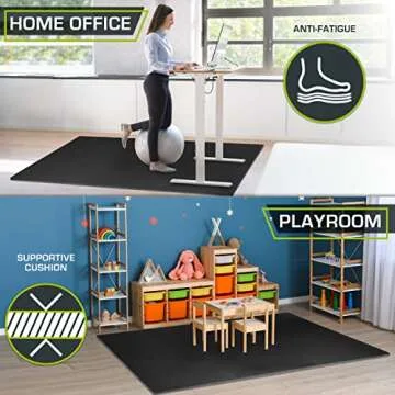 ProsourceFit Extra Thick Puzzle Exercise Mat , EVA Foam Interlocking Tiles for Protective, Cushioned Workout Flooring for Home and Gym Equipment, Black - 3/4 inch - 24 Sq Ft - 6 Tiles