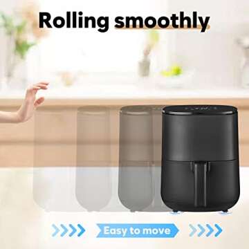 Self Adhesive Mini Caster Wheels, Appliance Wheels Swivel Stainless Paste Universal Appliance Rollers, 360 Degree Rotation Sticky Pulley Appliance Sliders for Kitchen Appliances (Triple-Black-8pcs)