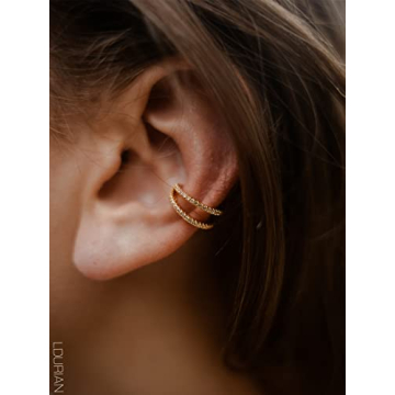 Elegant 18K Gold Plated Ear Cuff with Diamonds