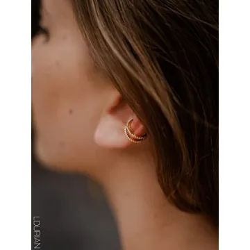 Elegant 18K Gold Plated Ear Cuff with Diamonds
