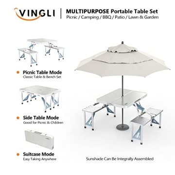 VINGLI Lightweight Folding Picnic Table for 4 Adults