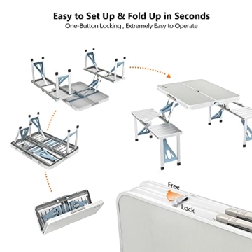 VINGLI Lightweight Folding Picnic Table for 4 Adults