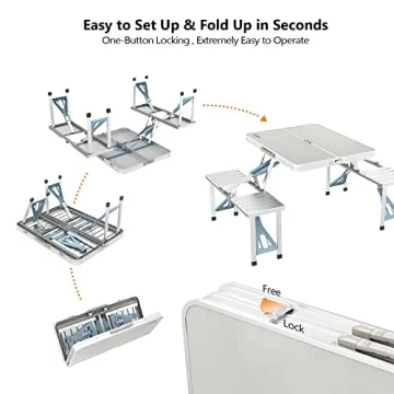 VINGLI Lightweight Folding Picnic Table for 4 Adults