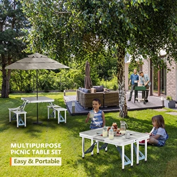 VINGLI Lightweight Folding Picnic Table for 4 Adults