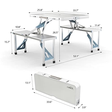 VINGLI Lightweight Folding Picnic Table for 4 Adults
