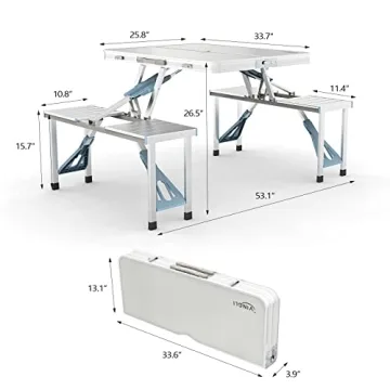 VINGLI Lightweight Folding Picnic Table for 4 Adults