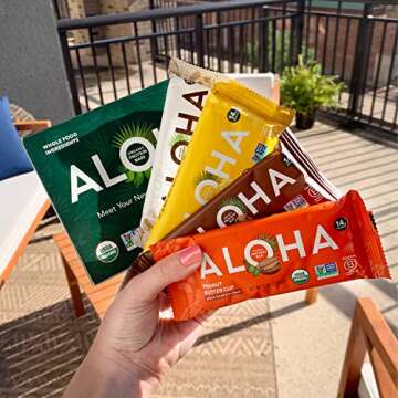 ALOHA Organic Plant Based Protein Bars Trial Pack - 4 Flavors - 1.98oz Bars - Vegan Snacks, Low Sugar, Gluten-Free, Low Carb, Paleo, Non-GMO, Stevia-Free, No Erythritol