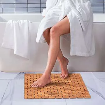 Stylish Bamboo Bath Mat with Non-Slip Design for All