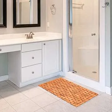 Stylish Bamboo Bath Mat with Non-Slip Design for All