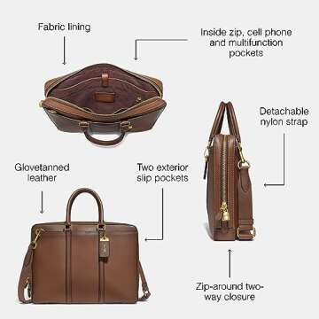 COACH Metropolitan Slim Brief, Ol/Saddle, One Size