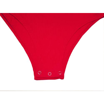 Red Deep V Neck Long Sleeve Bodysuit with Bowknot Design