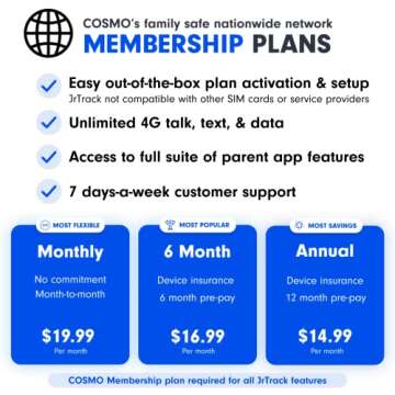 COSMO JrTrack 2 Kid’s Smartwatch | 4G Phone Calling & Text Messaging | GPS Tracker Watch for Kids | Pre-Installed SIM Card & Flexible COSMO Data Plans | Children’s Phone Alternative (Blue)