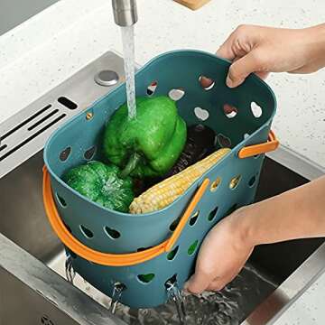 Anyoifax Portable Shower Caddy Tote Plastic Storage Basket with Handle Box Organizer Bin for Bathroo...