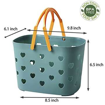 Anyoifax Portable Shower Caddy Tote Plastic Storage Basket with Handle Box Organizer Bin for Bathroom, Pantry, Kitchen, College Dorm, Garage - Blue