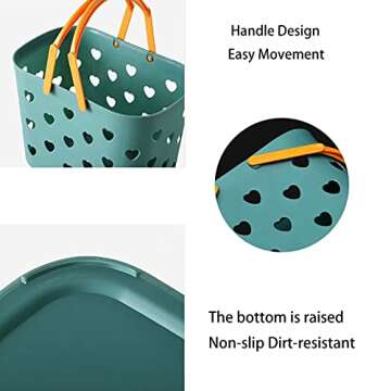 Anyoifax Portable Shower Caddy Tote Plastic Storage Basket with Handle Box Organizer Bin for Bathroom, Pantry, Kitchen, College Dorm, Garage - Blue