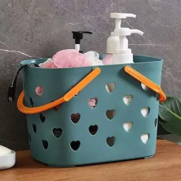 Anyoifax Portable Shower Caddy Tote Plastic Storage Basket with Handle Box Organizer Bin for Bathroom, Pantry, Kitchen, College Dorm, Garage - Blue