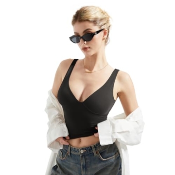 SUUKSESS Women's Sexy V-Neck Sleeveless Crop Top Y2K