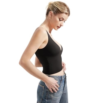 SUUKSESS Women's Sexy V-Neck Sleeveless Crop Top Y2K