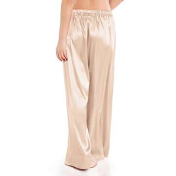 Wantschun Womens Wide Leg Pajama Pants Satin Silk Casual Loose Elastic Waist Lounge Pants Pj Bottoms...