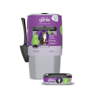 Litter Genie Standard Pail (Silver) | Odor Control Cat Litter Disposal System | 1 Refill Included