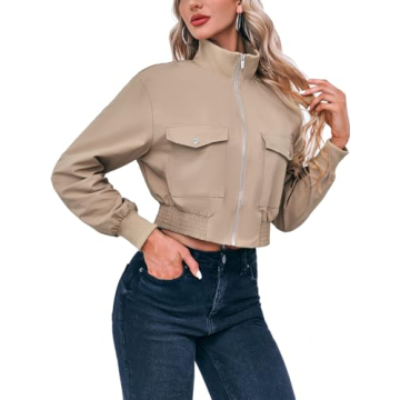 Stylish Fisoew Cropped Bomber Jacket - Lightweight & Trendy