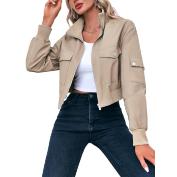 Stylish Fisoew Cropped Bomber Jacket - Lightweight & Trendy