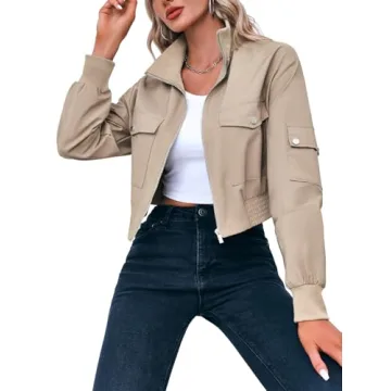 Stylish Fisoew Cropped Bomber Jacket - Lightweight & Trendy