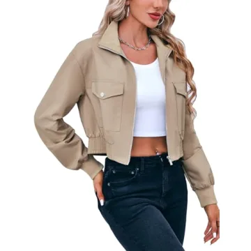Stylish Fisoew Cropped Bomber Jacket - Lightweight & Trendy