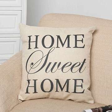 FOOZOUP Farmhouse Style Decorative Throw Pillow Case Cushion Cover 18" x 18" for Sofa Couch Home Sweet Home Cotton Linen and So Together They Built a Life They Loved