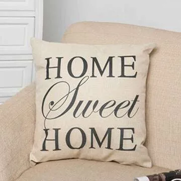 FOOZOUP Farmhouse Style Decorative Throw Pillow Case Cushion Cover 18" x 18" for Sofa Couch Home Sweet Home Cotton Linen and So Together They Built a Life They Loved