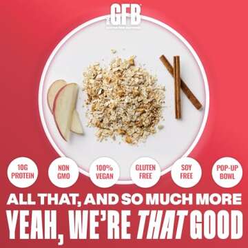 The GFB Apple Cinnamon Protein Oatmeal Cups - Unique Pop-Up Bowl - Gluten Free, Plant Based, Non GMO...