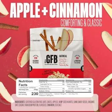 The GFB Apple Cinnamon Protein Oatmeal Cups - Unique Pop-Up Bowl - Gluten Free, Plant Based, Non GMO, Sustainably Made - Ridiculously Tasty, Healthy, Vegan Protein Instant Oatmeal, 2 oz (6 Count)