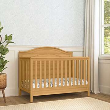 DaVinci Charlie 4-in-1 Convertible Crib - GREENGUARD Gold Certified - Wooden Baby Crib Convertible to Toddler Bed, Daybed, and Full-Size Baby Bed with 4 Adjustable Heights - Easy to Assemble - Honey