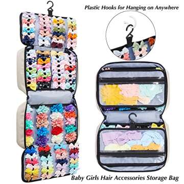 HUHYNN Hair Accessories Organizer for Girls, Hair Accessories Storage Bag, Hair Bow Storage Organaiz...