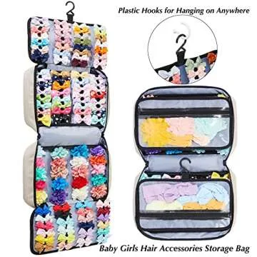 HUHYNN Hair Accessories Organizer for Girls, Hair Accessories Storage Bag, Hair Bow Storage Organaiz...