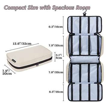 HUHYNN Hair Accessories Organizer for Girls, Hair Accessories Storage Bag, Hair Bow Storage Organaizer for Girls with Multi-Compartments, Baby Hair Accessories Organizer for Travel (Beige)