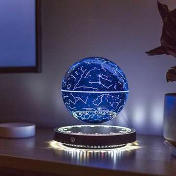 Gleamgalaxy Levitating Galaxy Constellation Lamp,Floating and Spinning in Air Freely, LED Galaxy Lamp Has 4 Colors that cycle through for Unique Gifts,Room Decor,Night Light,Office Desk Toys