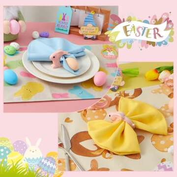 APTWOW Easter Bunny Napkin Rings Set of 4 - Porcelain Pink Easter Rabbit Napkin Holder, Vintage Napkin Rings for Birthday Wedding Party Banquet Table Decor