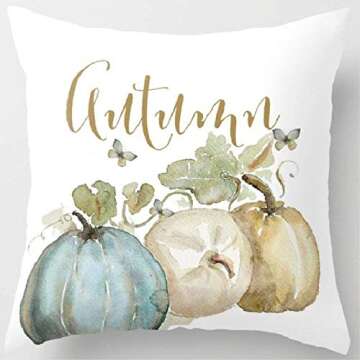 FOOZOUP Halloween Pumpkin Pillow Covers Happy Fall Yall Thanksgiving Decorative Cotton Blend Cushion Cover 18 x 18 inch for Sofa Couch (Set of 2)