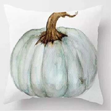 FOOZOUP Halloween Pumpkin Pillow Covers Happy Fall Yall Thanksgiving Decorative Cotton Blend Cushion Cover 18 x 18 inch for Sofa Couch (Set of 2)