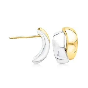 Elegant Ross-Simons 14kt Two-Tone Gold Curved Earrings