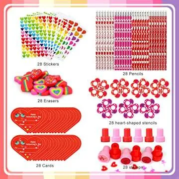 TOY Life Prefilled 196 Pcs Valentines Day Goodie Bags Stuffers for Kids Classroom Exchange Valentines Day Gifts for Students From Teacher Pre-filled Valentine Pencils Treats Party Favor Kids​