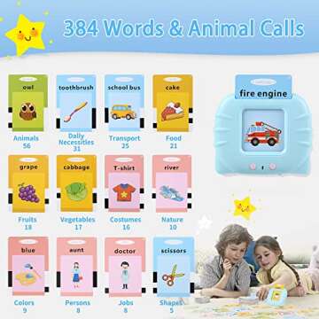 Toys for 2 3 4 5 Year Old Boys and Girls, 384 Sight Words Talking Flash Cards Autism Sensory Toys for Autistic Children, Speech Therapy Toys Educational Learning Montessori Toys
