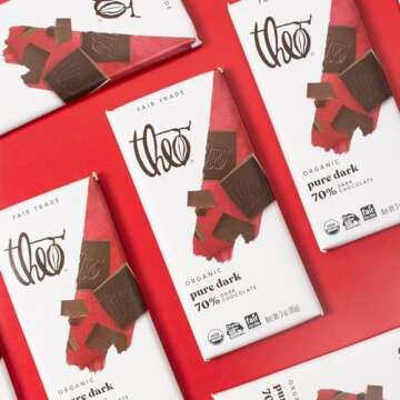 Organic Dark Chocolate Bar, Vegan, Fair Trade - Theo 70% Cacao