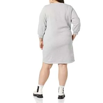 Amazon Essentials Women's Fleece Blouson Sleeve Crewneck Sweatshirt Dress (Available in Plus Size), Grey Heather, Medium