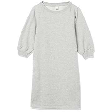 Amazon Essentials Women's Fleece Blouson Sleeve Crewneck Sweatshirt Dress (Available in Plus Size), Grey Heather, Medium